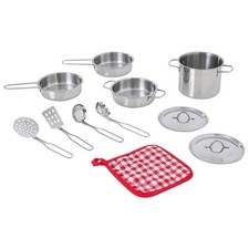 Teamson Kids 11-Piece Little Chef Frankfurt Stainless Steel Cooking Accessory