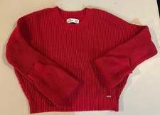 Hollister California Ladies Red Crop Knit Long Sleeve Sweater Size XXS EUC
