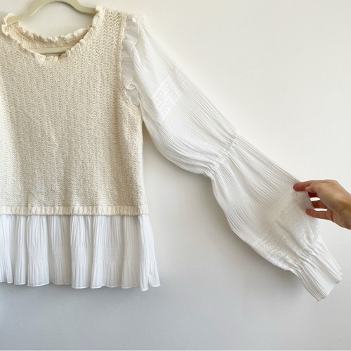 Anthropologie Ruffle Twofer Sweater Blouse boho prairie Edwardian renaissance M - Picture 7 of 15