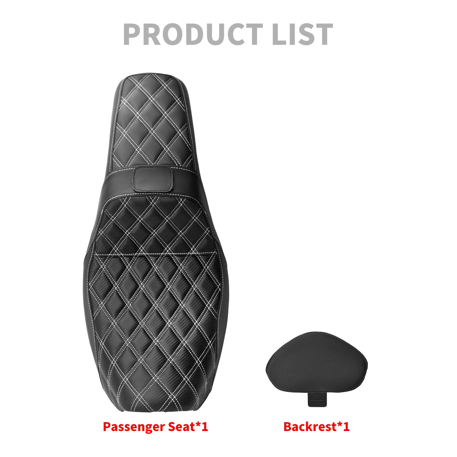 White Lattice Step-Up Stitch Black Seat w/Driver Backrest For Harley Dyna 06-17