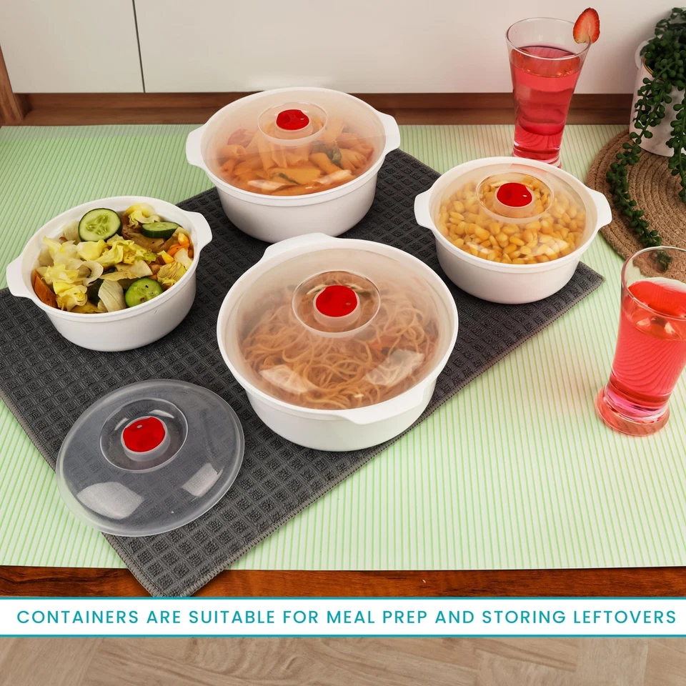 4 tlgs Mikrowellengeschirr mit Deckel Kunststoff Set - 800-1300 ml BPA-Freie - Bild 4 von 4