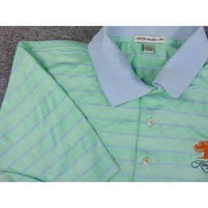 Kiawah Island Golf Resort Mens Large Green Striped Polo Peter Millar