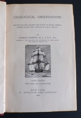 1900 Geological Observations by Charles Darwin 3/4 leather Appleton Good+ 3rd ed