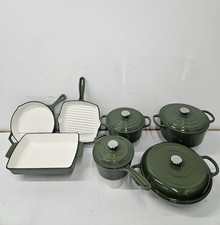 11-Piece Enamel Cast Iron Cookware Sage Green Set. Bakeware,Oven & Induction