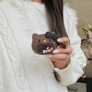 For AirPods 1 2 3 4 Pro 2 Pro 3 Kawaii Brown 3D Wiggle Cartoon Cat Soft Case
