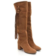 Ladies Diane B. $585 Fringe Over the Knee Boots 39 / 8.5 Blrown Suede Shoes New