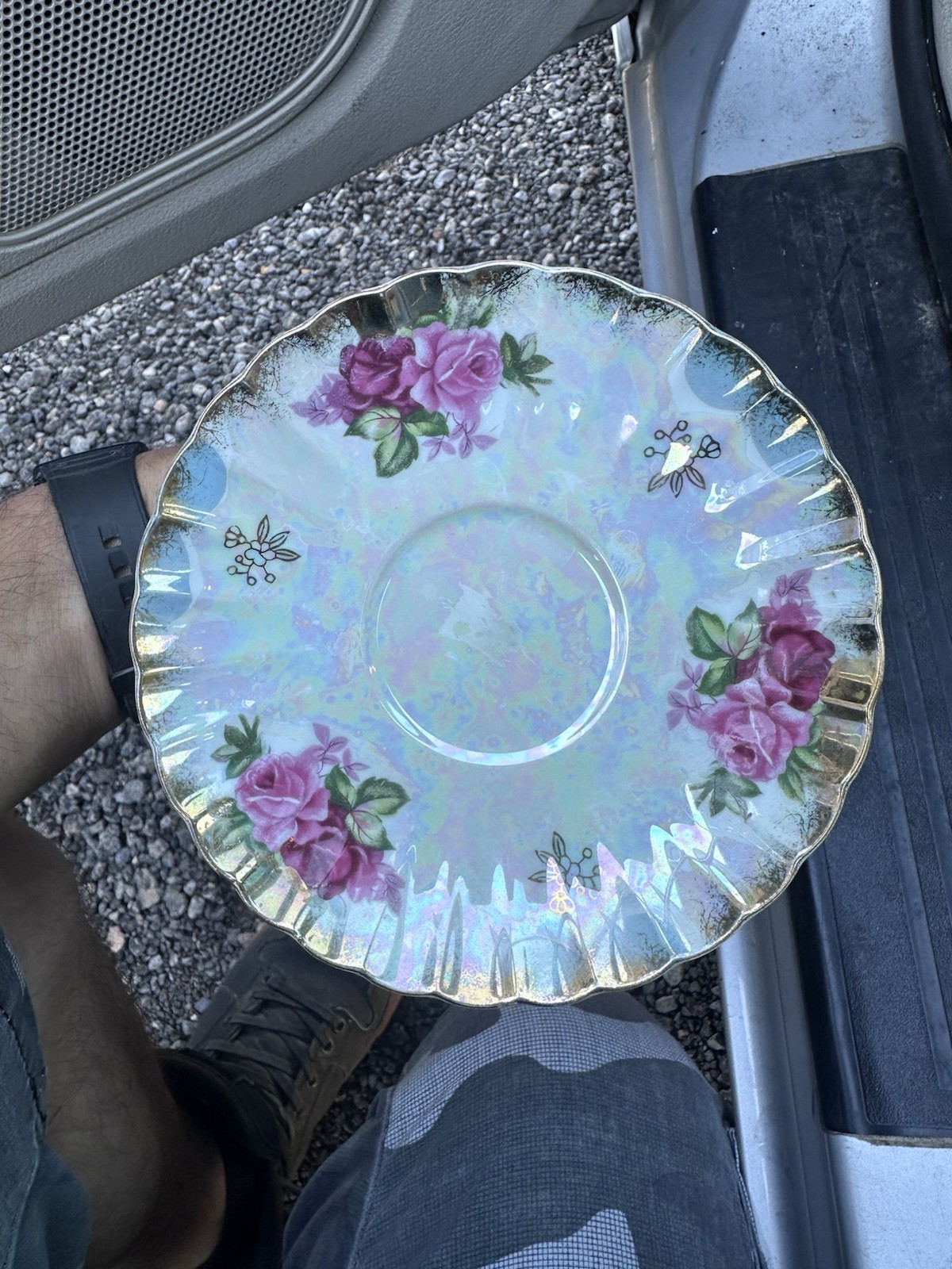 Celebrate Floral Porcelain Decorative Plate Gold Trim Round Glossy Made in Japan