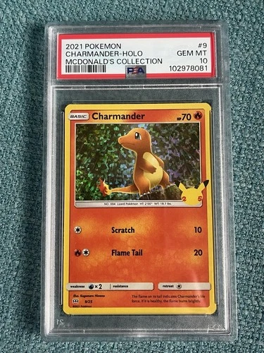 2021 Pokemon Charmander Holo McDonald's 25th Anniversary Collection PSA 10