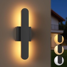15'' Matte Black Outdoor Wall Lights, LED Modern Porch Light Wall Sconce