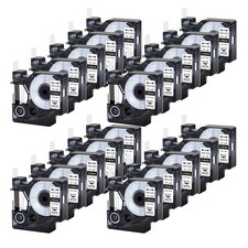 20PK Vinyl Label Tape 18444 Black/White 12mm For DYMO Rhino 3000 4200 5200 6000