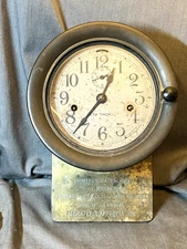 UNUSUAL WWII ERA Seth Thomas ship's clock & with presentation plaque attached