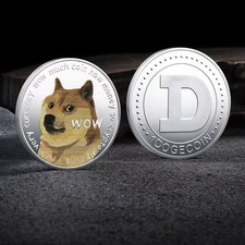 1Pcs silvery Dogecoin Coins Commemorative Plated Doge Coin 2023 New Collectors