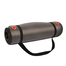  1/2 Inch Non-Slip Exercise Mat with Carry Strap for Men & Women  56-Inch Black