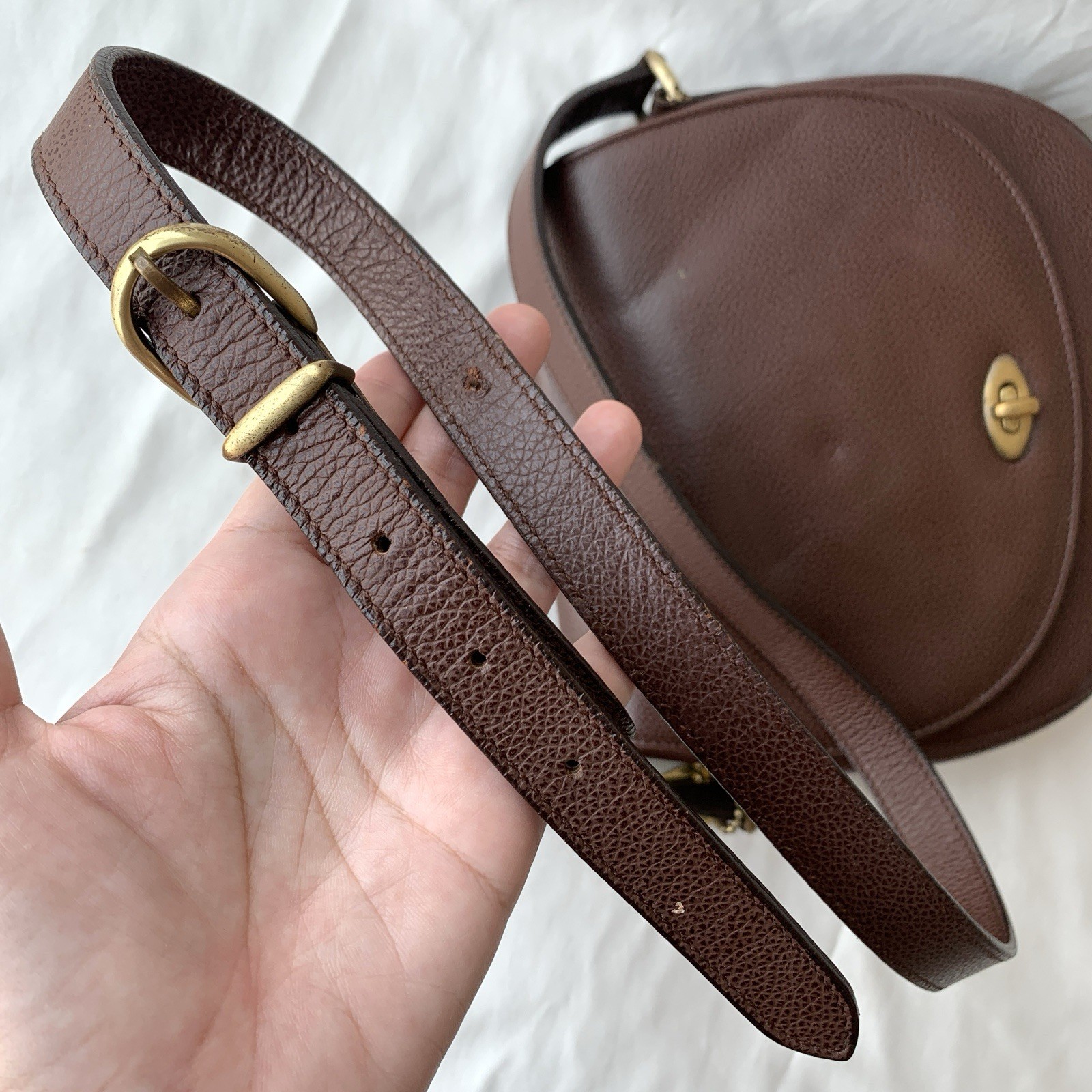 Vintage Coach Madison Carlyle Bag 4401 Brown Beechnut Leather Made In Italy 1995 image 9