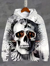 3D White Skull Hoodie 3D All Over Print - Adults Youth