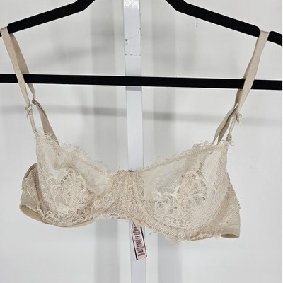 Victorias Secret Dream Angels Womens Sz 34C Push Up Without Padding Bra Cream