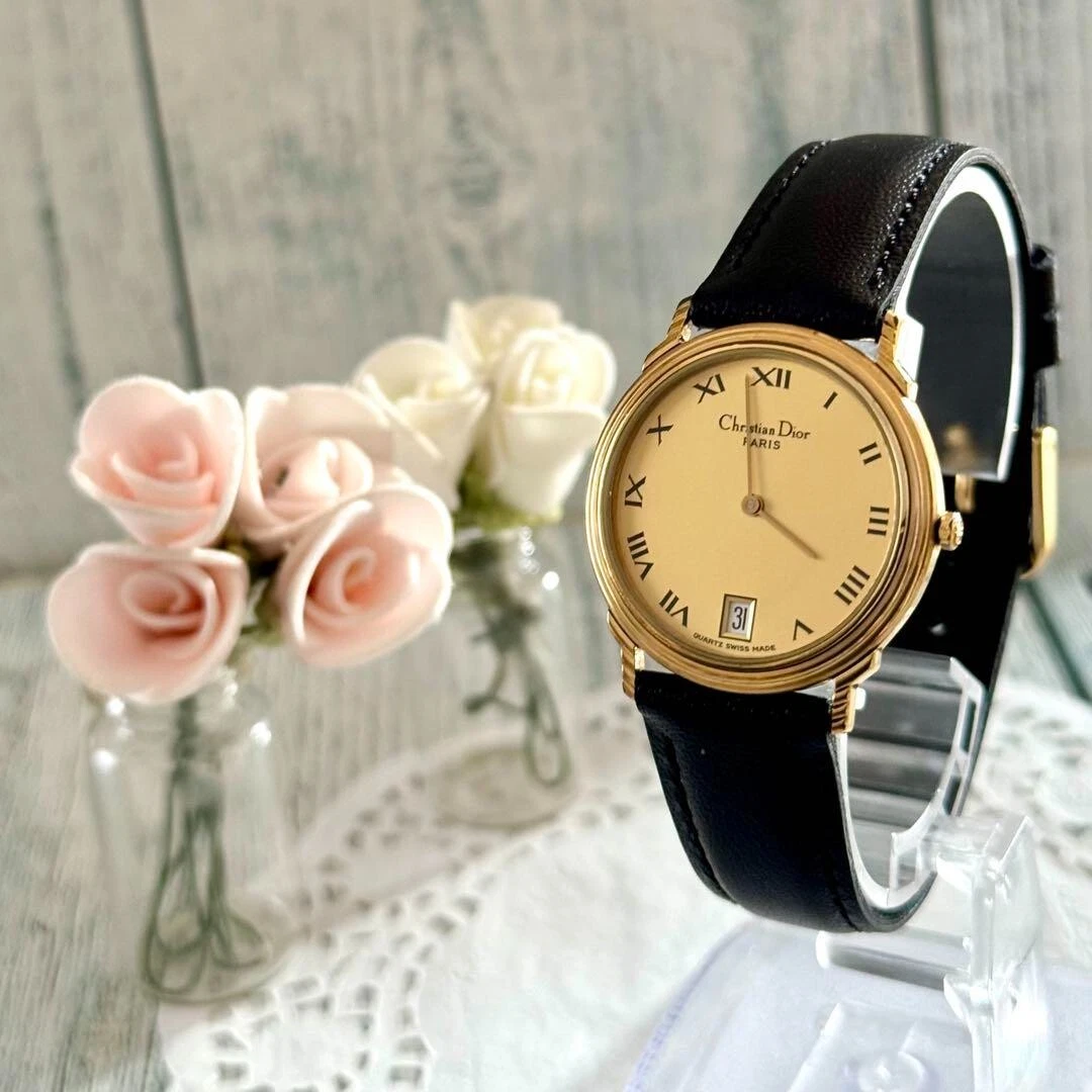 Montre Christian Dior ronde or rare occasion du Japon voir description