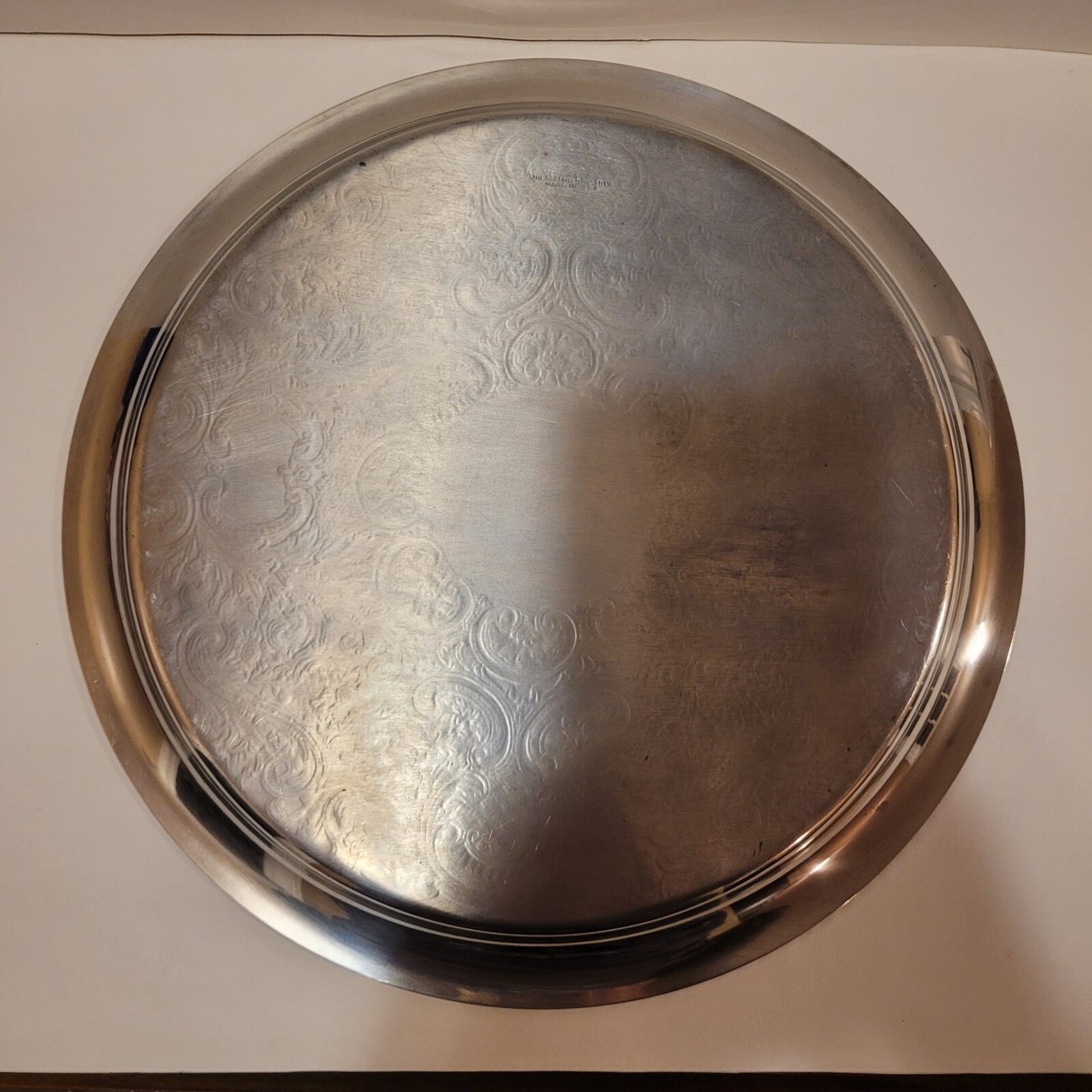 Vintage Sheffield Silver Co Silverplate Round Serving Tray 12