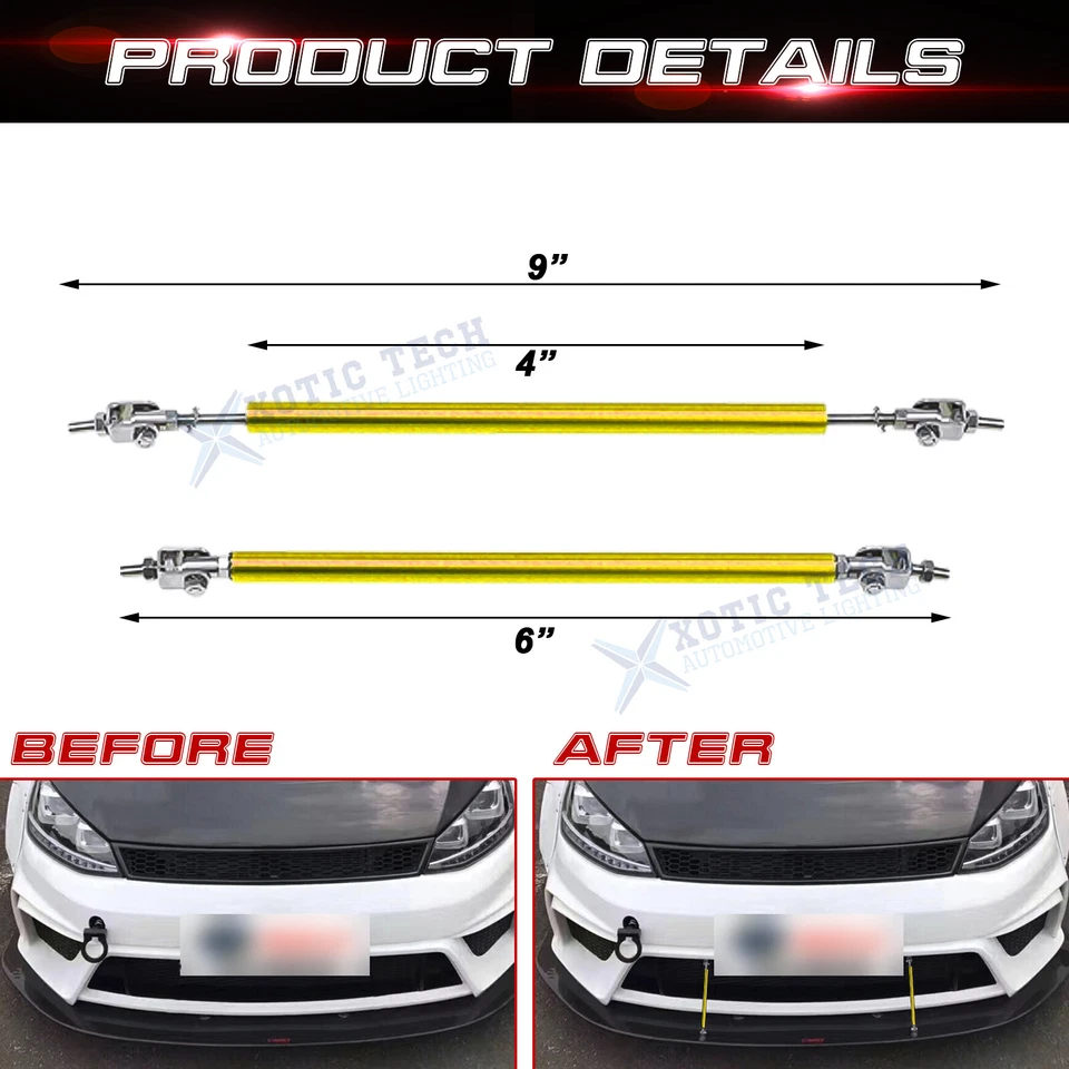 Set Sporty Gold Bumper Splitter Diffuser Strut Rod For Honda Accord Civic Pilot - Image 2 of 4