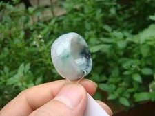 US 11 Certified Natural Grade A Blue Green Float Flowers Jade jadeite Ring 069