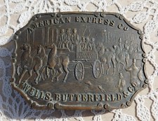 Vintage American Express Co Wells Butterfield  Co Belt Brass Buckle C-36
