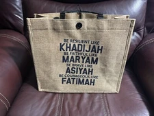 Brown Medium Burlap Tote Bag