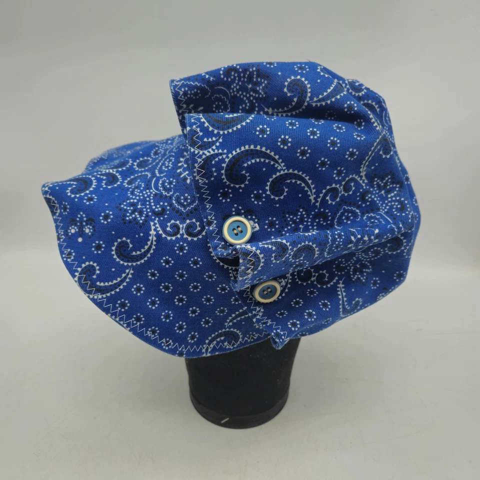 Vintage Sun Bonnet Hat Blue Paisley Bandana Pioneer Frontier Hollie Hobbie - Image 4 of 4