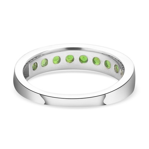 1.15ctw Russian Chrome Diopside Half Eternity Ring Platinum Plated Size 6 - Picture 5 of 6