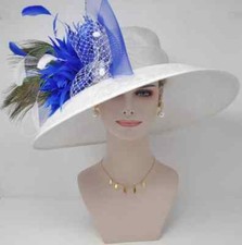 Church Kentucky Derby HatCarriage Tea Party Wedding Wide Brim sinamay hat white