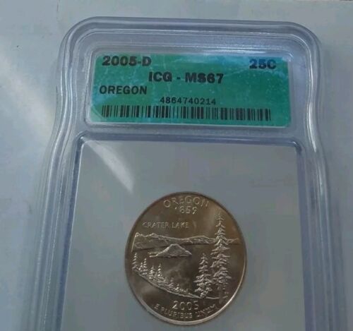 2005 D Oregon Statehood Quarter ICG Certified MS 67 KM #372 Free Post - Picture 2 of 6