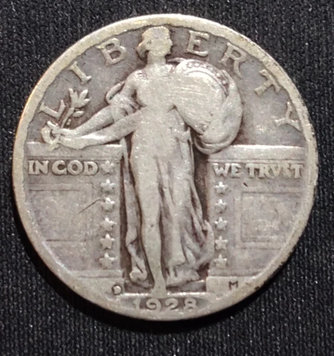 1928 D Standing Liberty Quarter ERROR Filled In D FREE SHIPPING! w/Track(1250)