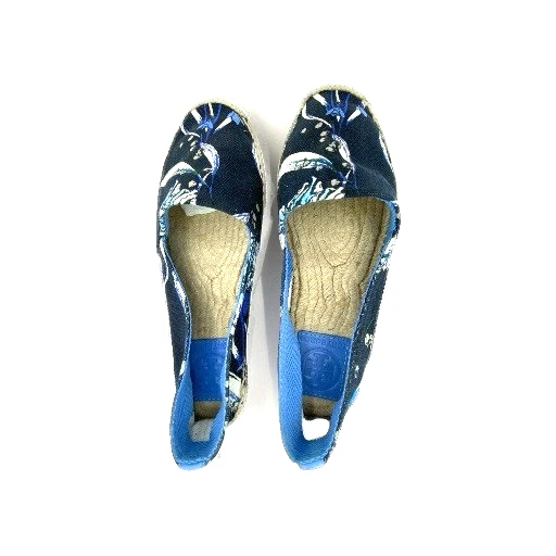 Scarpe basse espadrillas TORY BURCH blu stampa floreale tela US 6 usate