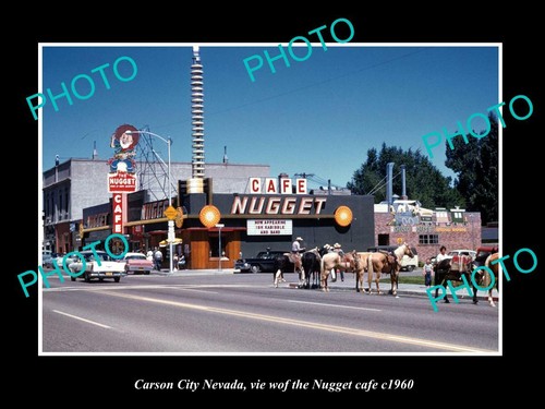 OLD POSTCARD SIZE PHOTO OF CARSON CITY NEVADA VIEW OF THE NUGGET CAFE c1960