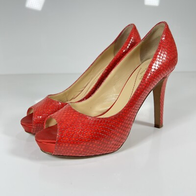 Kate Spade ''Scarlet'' snakeskin embossed peep toe Leather Made In Italy 6 1/2 US