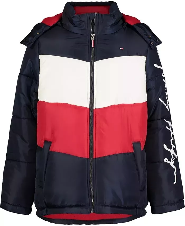 Tommy hilfiger online colorblock puffer jacket