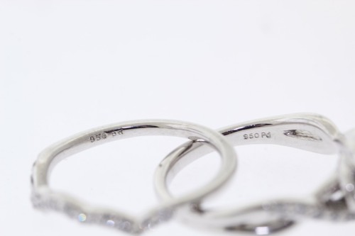 NEW Palladium 950 .40ct Round Diamond Twisted Curved Band Bridal Ring Set - Picture 12 of 17