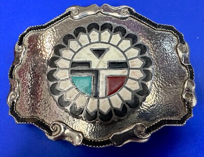 Southwestern Sun Face Native American Indian Western Framed FHC Belt Buckle