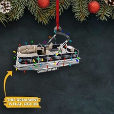 Personalized Pontoon Boat Ornament, Pontoon Boat Christmas Ornament, Gift for Bo