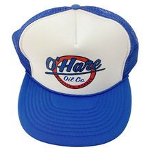 Vintage Nissin O'Hare Oil Norcatur KS Blue Rope Mesh Snapback Trucker Cap Hat