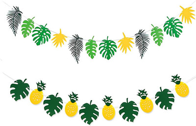 Tropische Blätter-Banner Girlande - 2pcs Palmblätter Ananas Girlande, Kindergebu