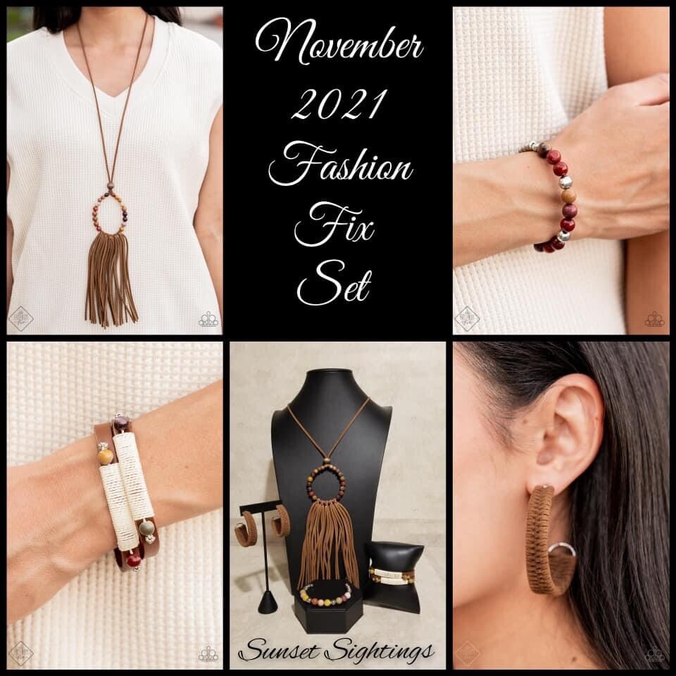Paparazzi Jewelry Sunset Sightings November Fashion Fix Set - Bead Brown  Suede