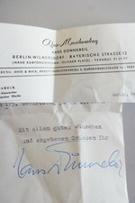 Music publisher Hans D&uuml;nnebeil (1883-1961): letter Berlin 1961 to Erwin Kroll