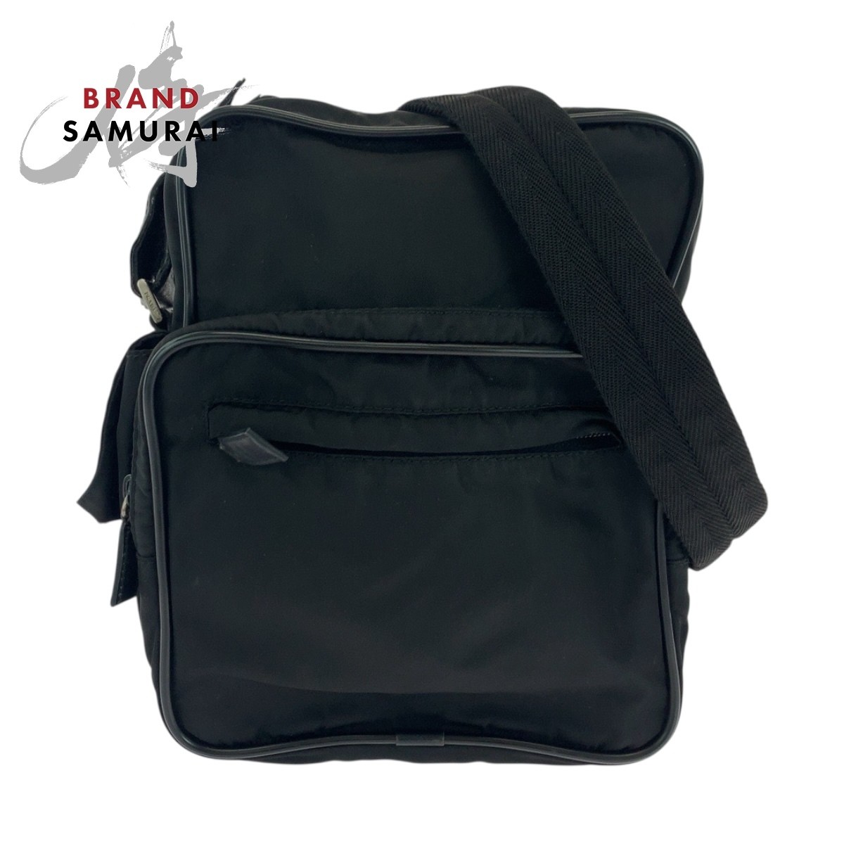 Prada Tessute Triangle Black Silver Metal Nylon Shoulder Bag Pochette 504275