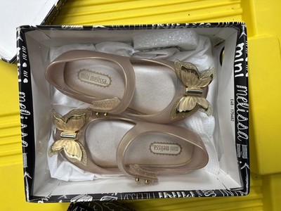 Mini Melissa Girls' Gold Butterfly Jelly Shoes