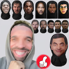 Realistic 3D Face for Men Women Cosplay Mask Full Face Hip Hop Balaclava Hood