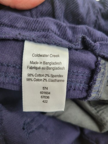 Coldwater Creek Navy Blue Straight Leg Corduroy Pull On Pants Women's Size 12 - Picture 9 of 10