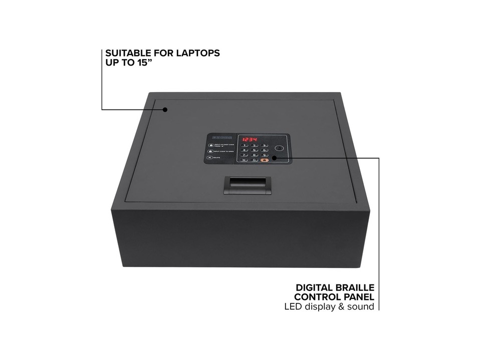 Corby Mayfair Digital Laptop Safe – Top Opening, Fits Up To 15" Laptops – LED Light & Carpeted Interior-856799
