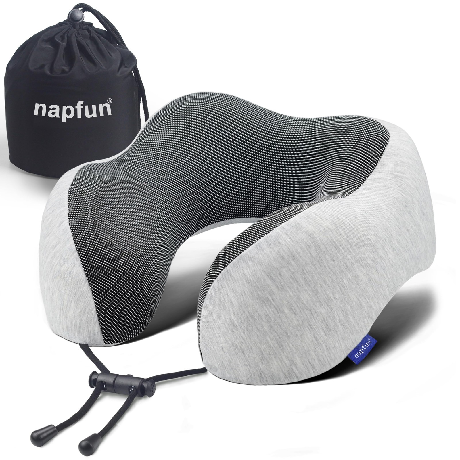 Upgraded 100% Pure Memory Foam Travel Neck Pillow for Airplane & Car Trips