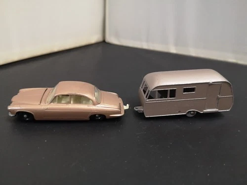 MATCHBOX LESNEY JAGUAR MK10 AND BLUEBIRD DAUPHINE CARAVAN