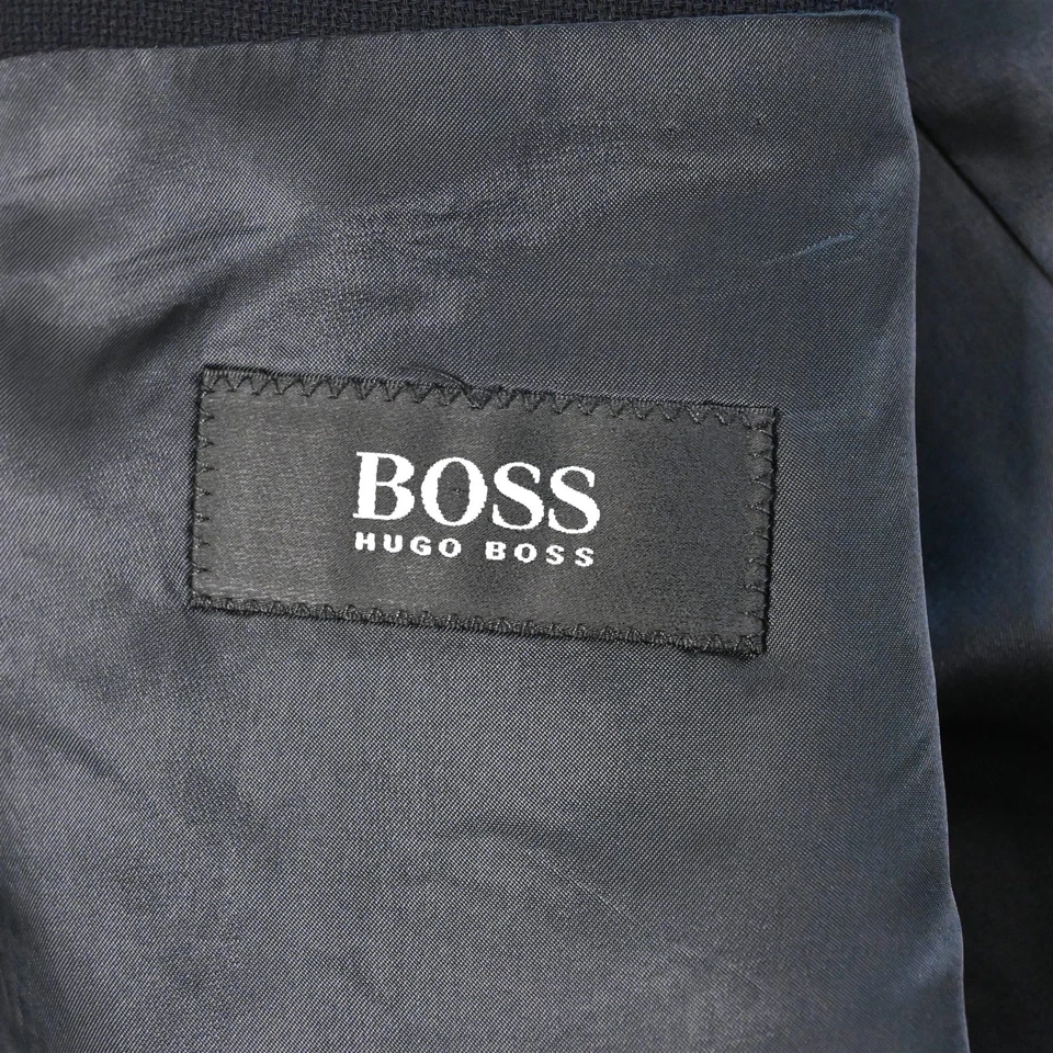 Винтажный HUGO BOSS 42L темно-синий 100% шерсти хопсак коробка Y2K Blazer куртка спортивное пальто - Изображение 4 из 4